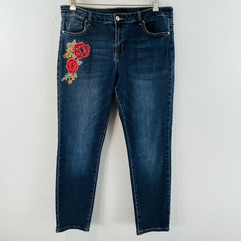 Womens 14/34 Jeans by Buffalo Kora Skinny Crop Floral Embroidery 26" Inseam